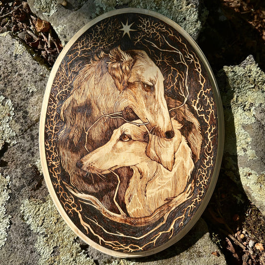 Borzois ♥: Pyrography Art