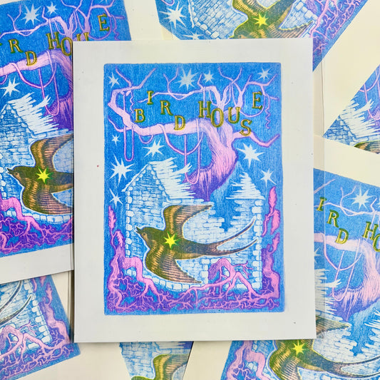 Bird House: Risograph print